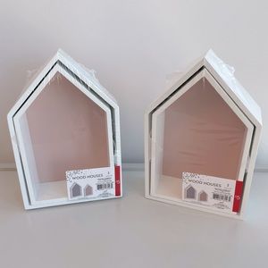 New! 2 sets of Target Bullseye Wooden Houses! White, Pink & Purple!